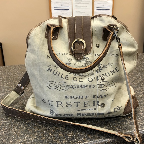 Myra upcycled Canvas Gerster Shoulder Bag Purse - Picture 7 of 7